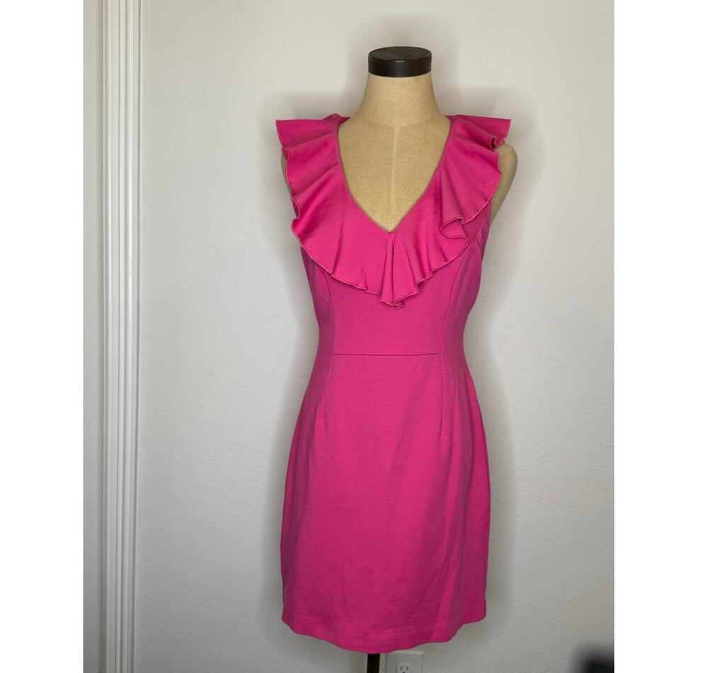 Trina Turk Los Angeles Ruffle Neckline A Line Dress Pink Women size S